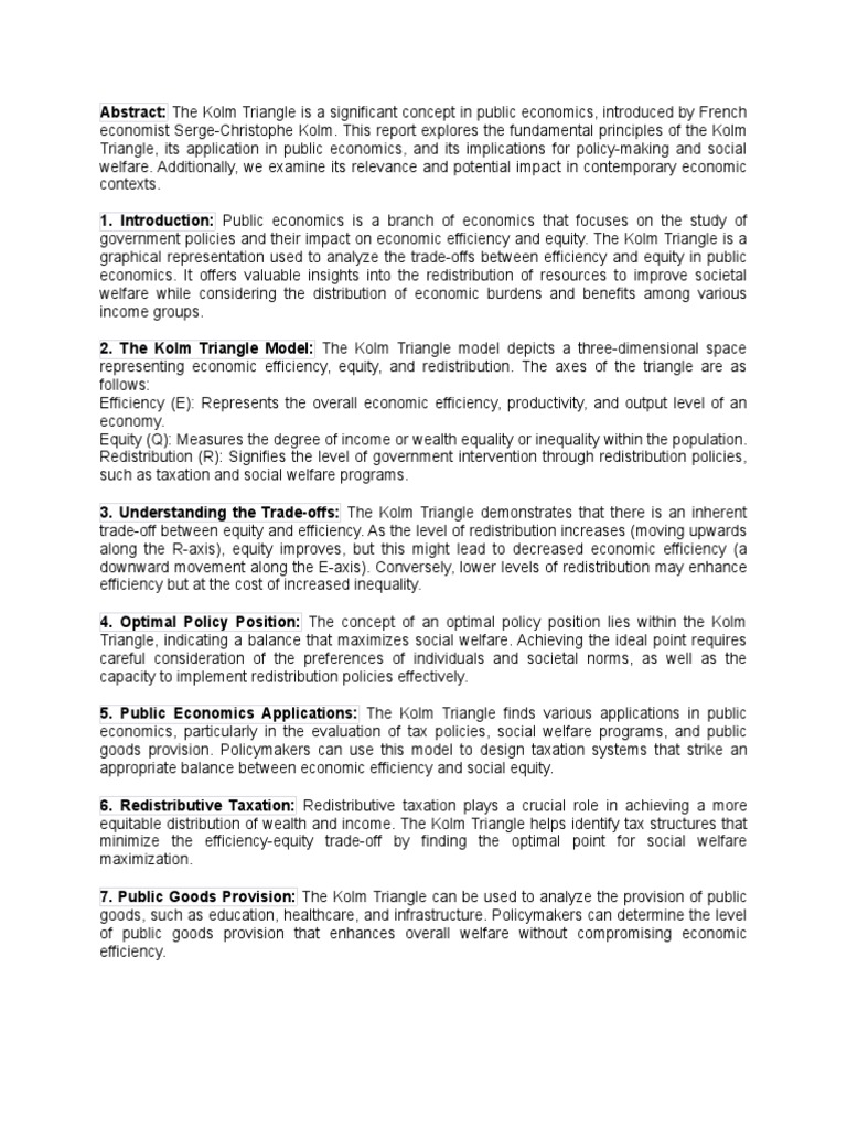 Report - The Kolm Triangle in Public Economics | PDF | Redistribution ...