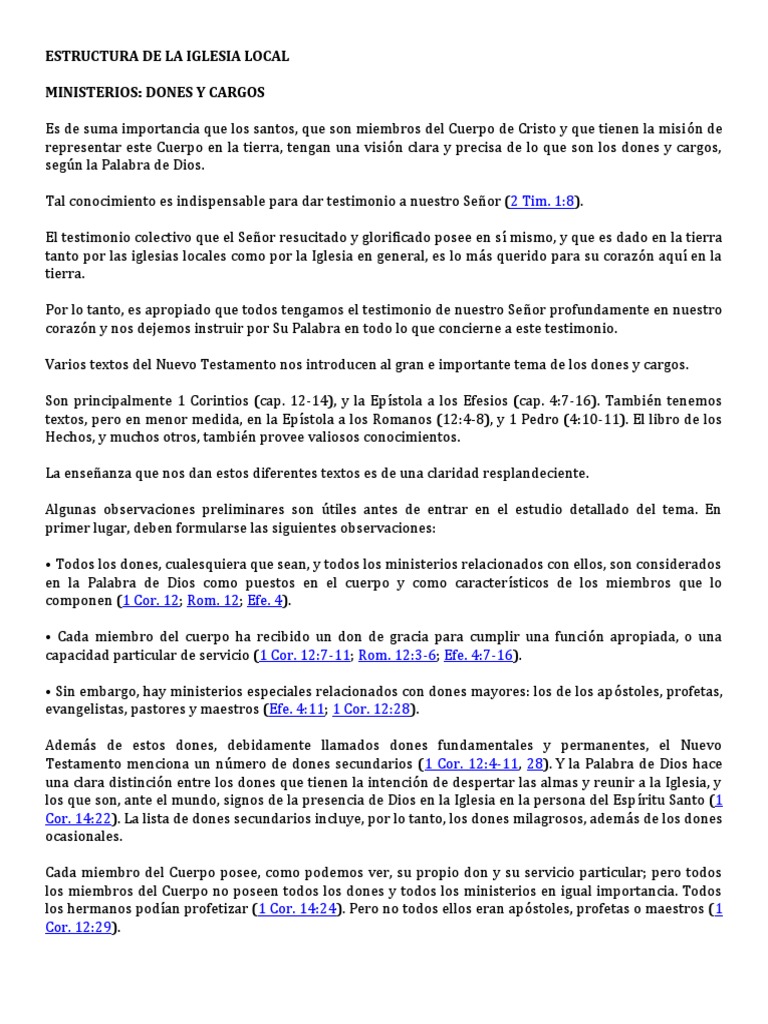Dones y Cargos en la Iglesia Local | PDF | Cristo (título) | Iglesia ...