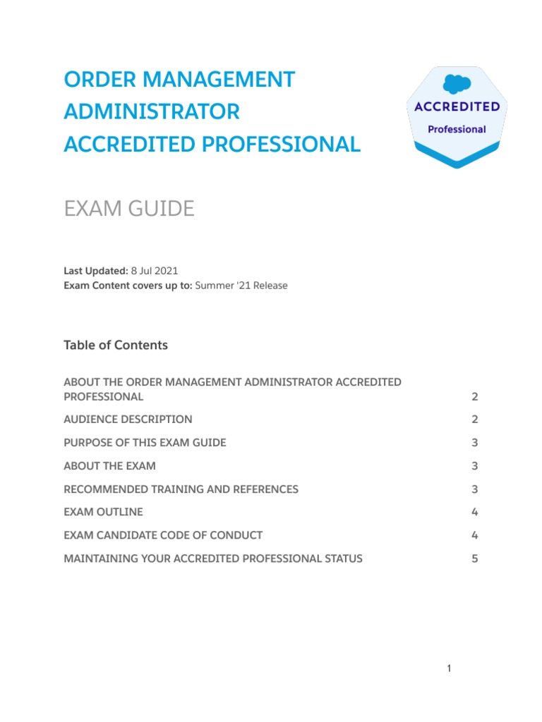 Order Management Administrator Exam Guide | PDF | Curriculum | Learning