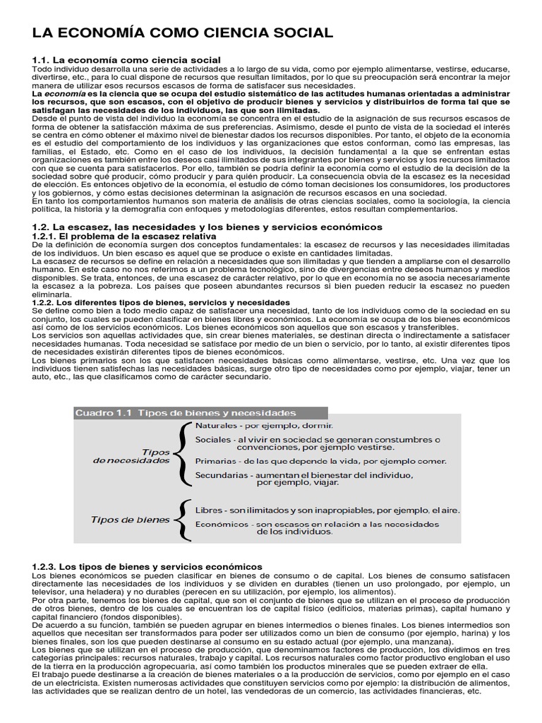 La Economía Como Ciencia Social PDF Bienes Ciencias económicas