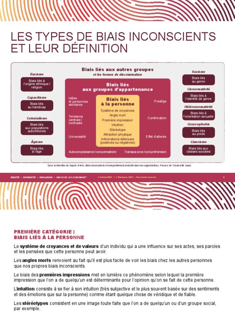 Types de biais inconscients et définitions | PDF | Biais (distorsion ...