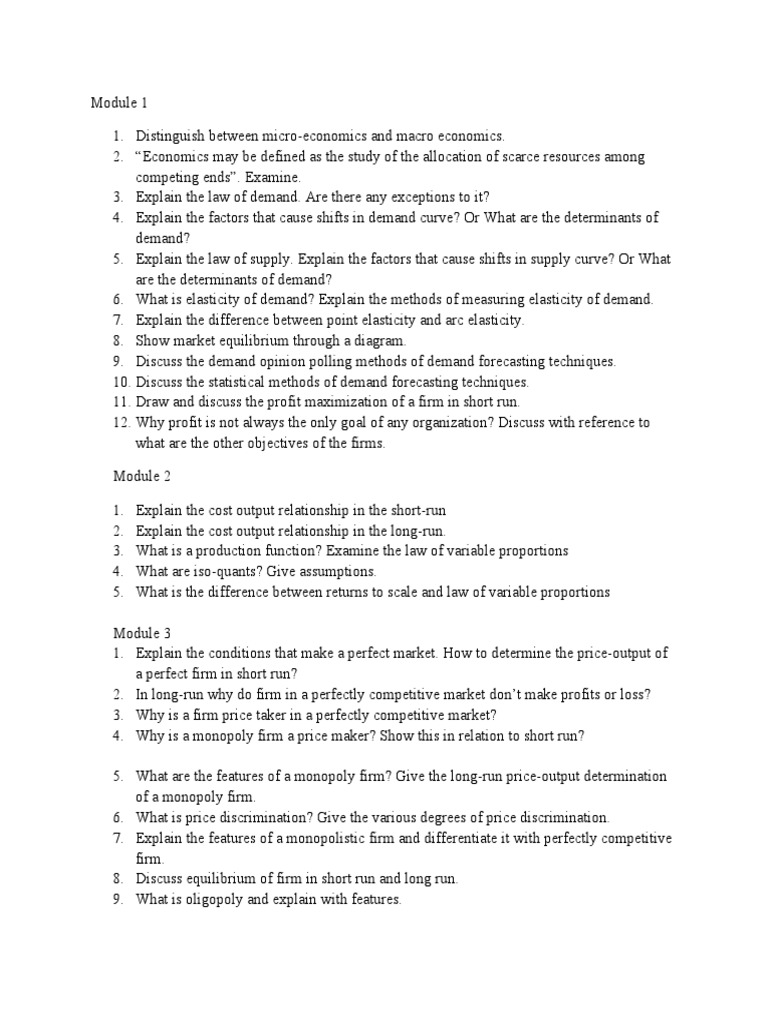 Comprehensive Economics Study Guide | PDF | Long Run And Short Run ...