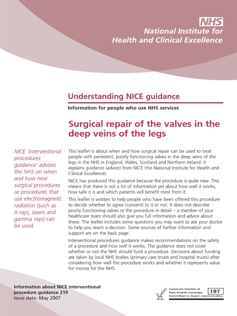 Surgical Repair of The Valves in The Deep Veins of The Legs PDF