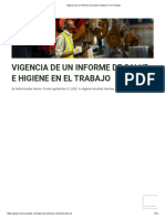 Vigencia de Un Informe de Salud e Higiene en El Trabajo