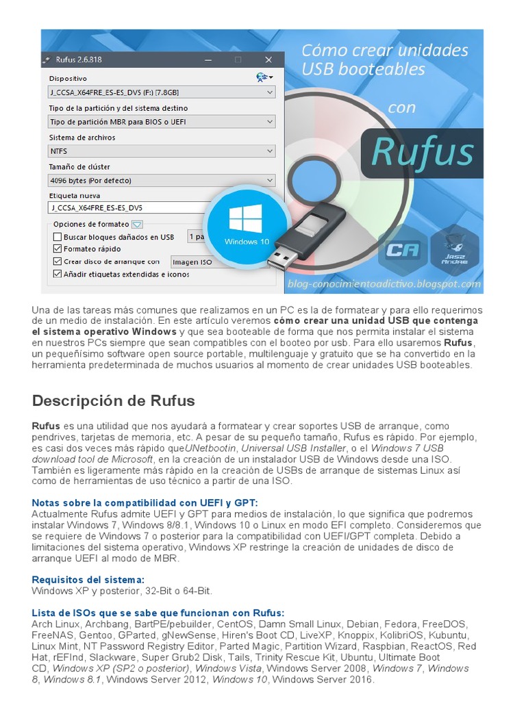 Crear USB booteable con Rufus en Windows | PDF | Arranque | Windows 10