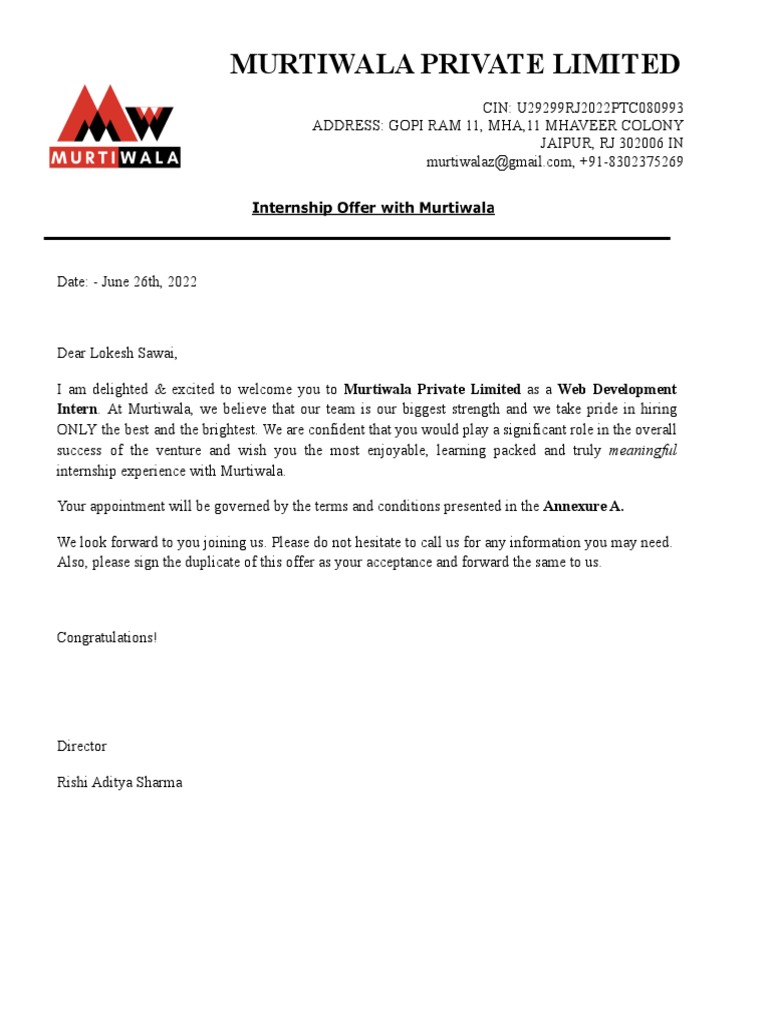 Web Dev Offer Letter | PDF | Computer Security | Security