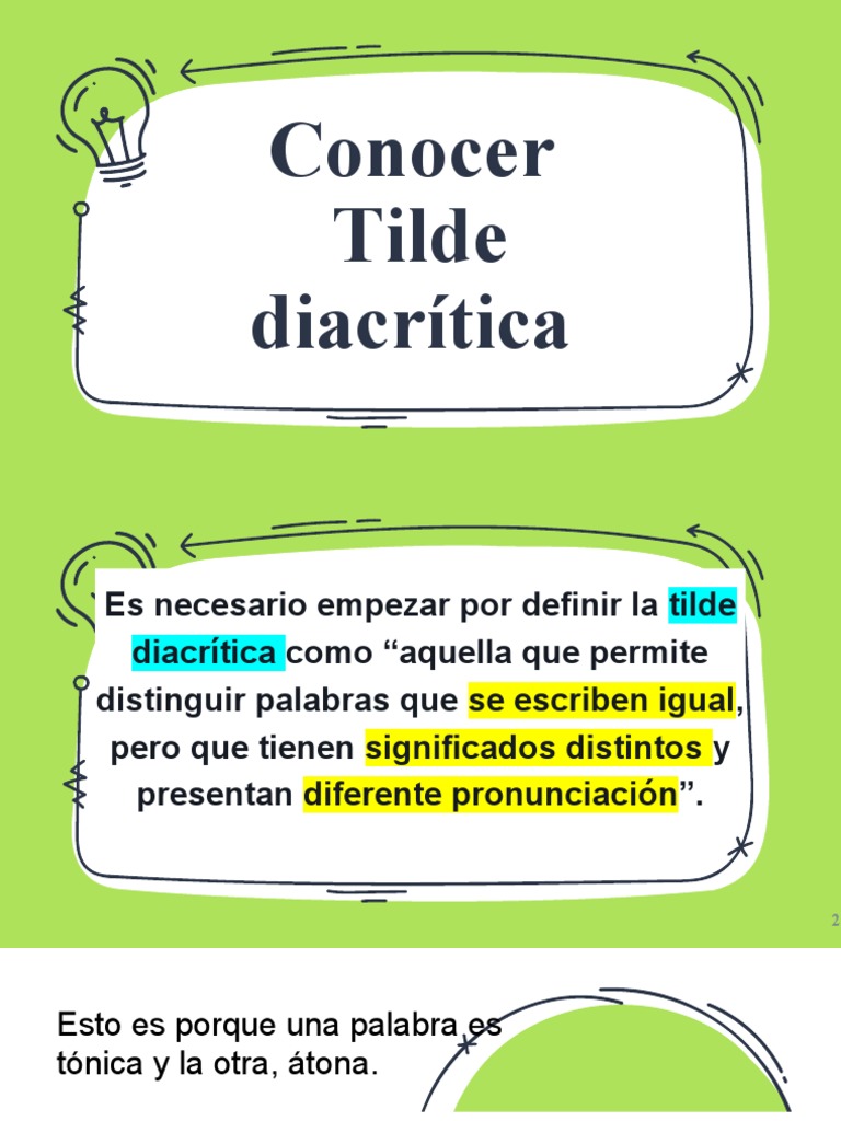 Tilde Diacrítica: Definición y Ejemplos | PDF | Palabra | Adjetivo