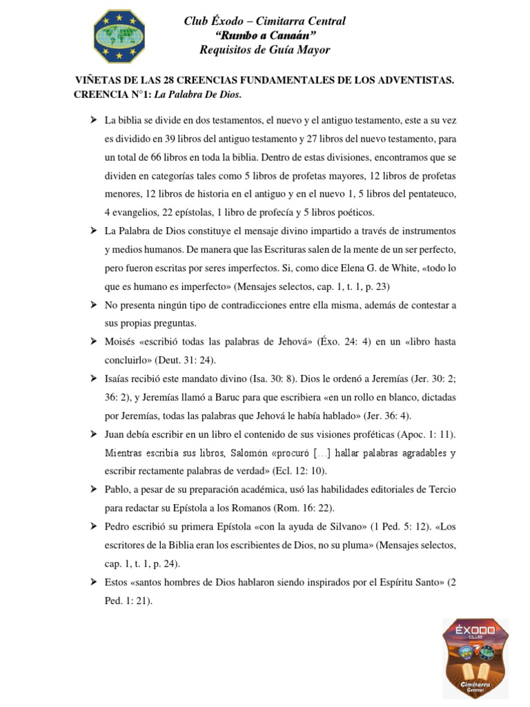 28 Creencias de la Iglesia Adventista | PDF | Bautismo | Jesús