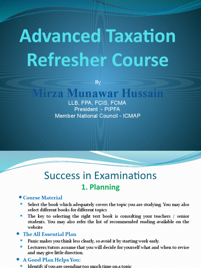 Advance Taxation Refresher Course MMH PDF Tax Deduction
