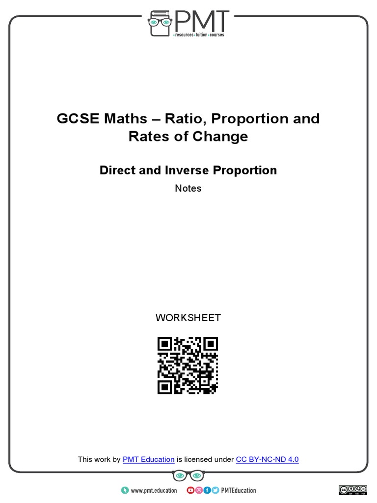 G. Direct and Inverse Proportion | PDF | Equations | Algebra