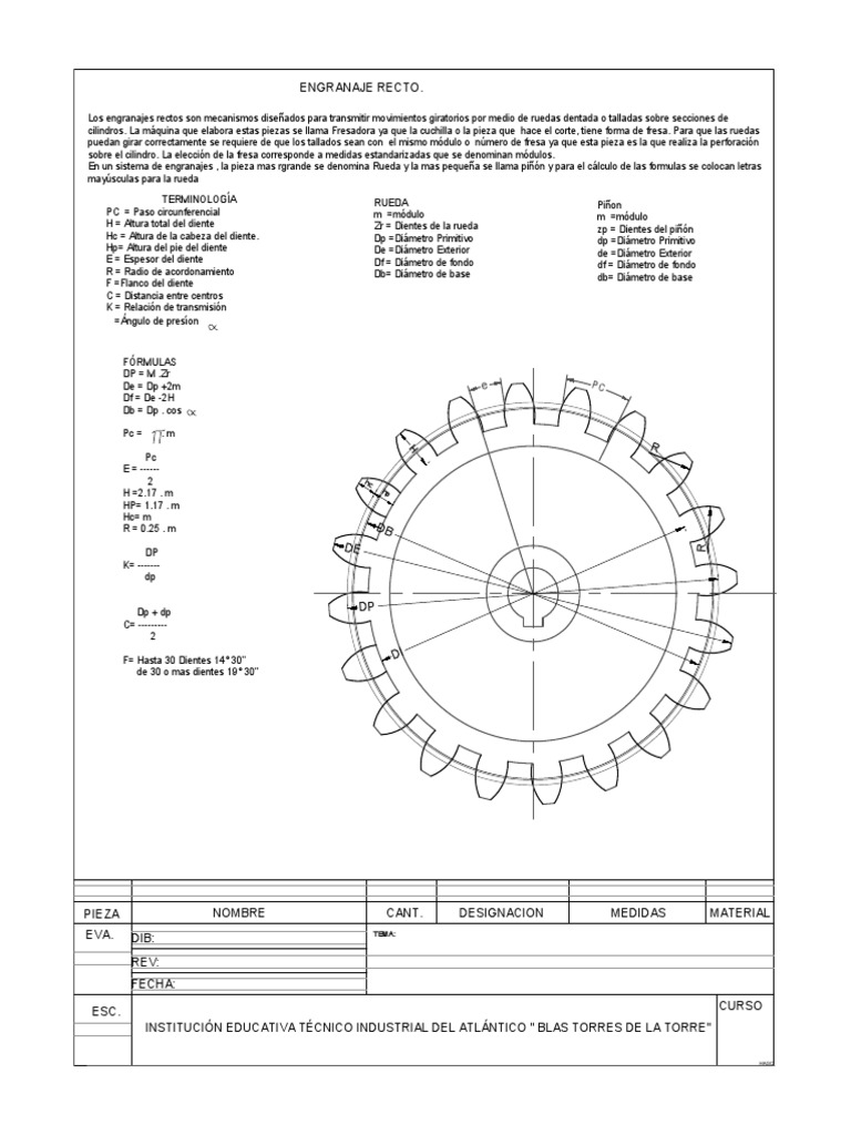 Engranajes Rectos: Diseño y Cálculos | PDF | Engranaje | Ingeniería ...