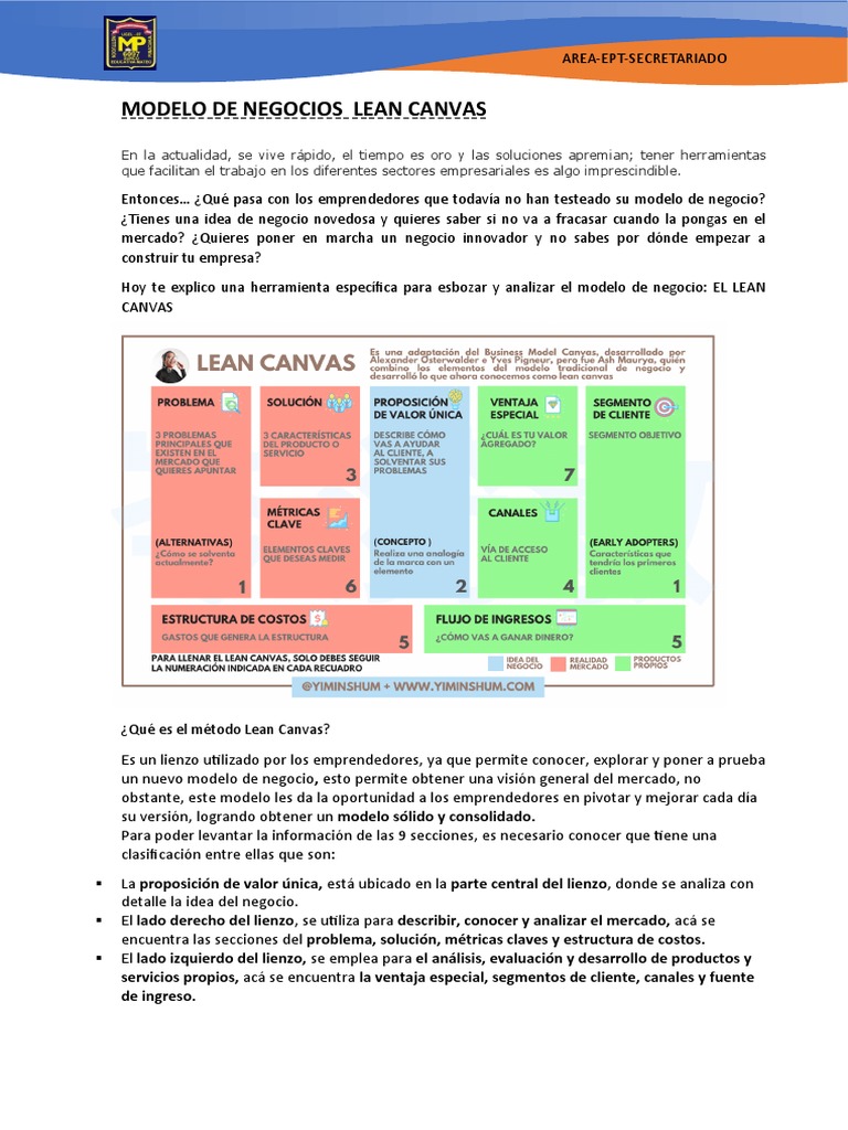 Guía Práctica del Lean Canvas | PDF | Business | Modelo de negocio