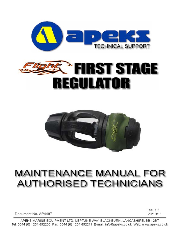 Apeks Flight 1st Stage Maintenance Issue 6 (28-10-2011) | PDF ...