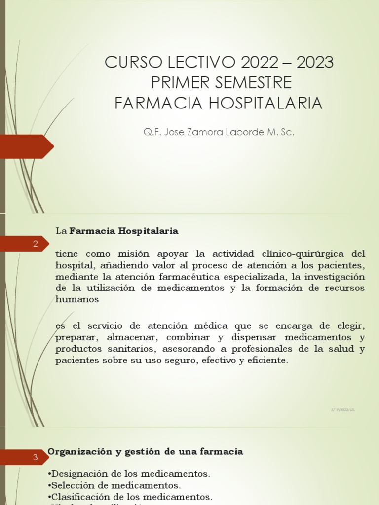 Funciones de la Farmacia Hospitalaria | PDF | Farmacia | Farmacéutico