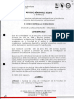 Acuerdo 023 de 2016 Líneas de Investigación de La Facultad de Educación