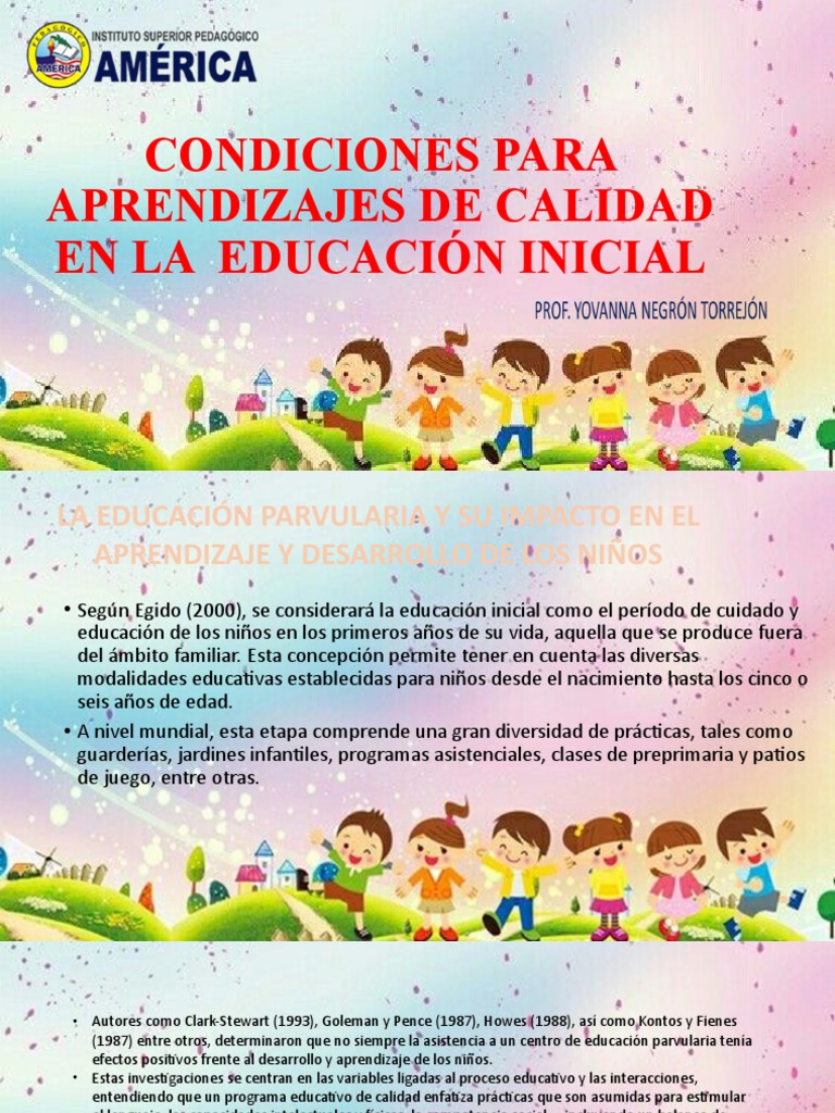 Condiciones para Aprendizajes de Calidad en Educación Inicial | PDF ...