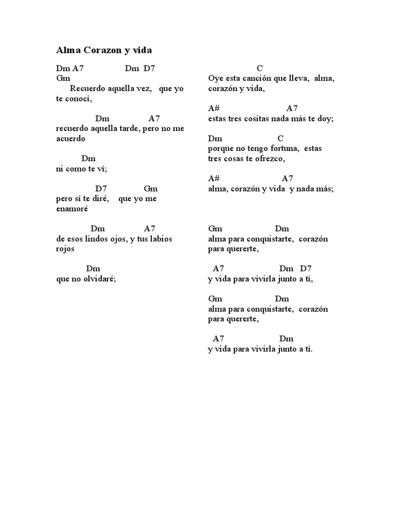 Acordes Alma Corazon Y Vida Pdf