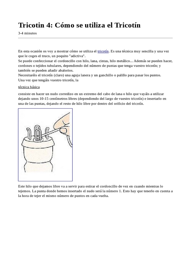 Cómo Se Utiliza El Tricotín, PDF
