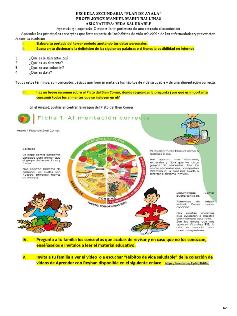 Actividades de Vida Saludable Secundaria | PDF