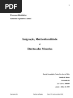 Imigração, Multiculturalidade e Direitos das Minorias