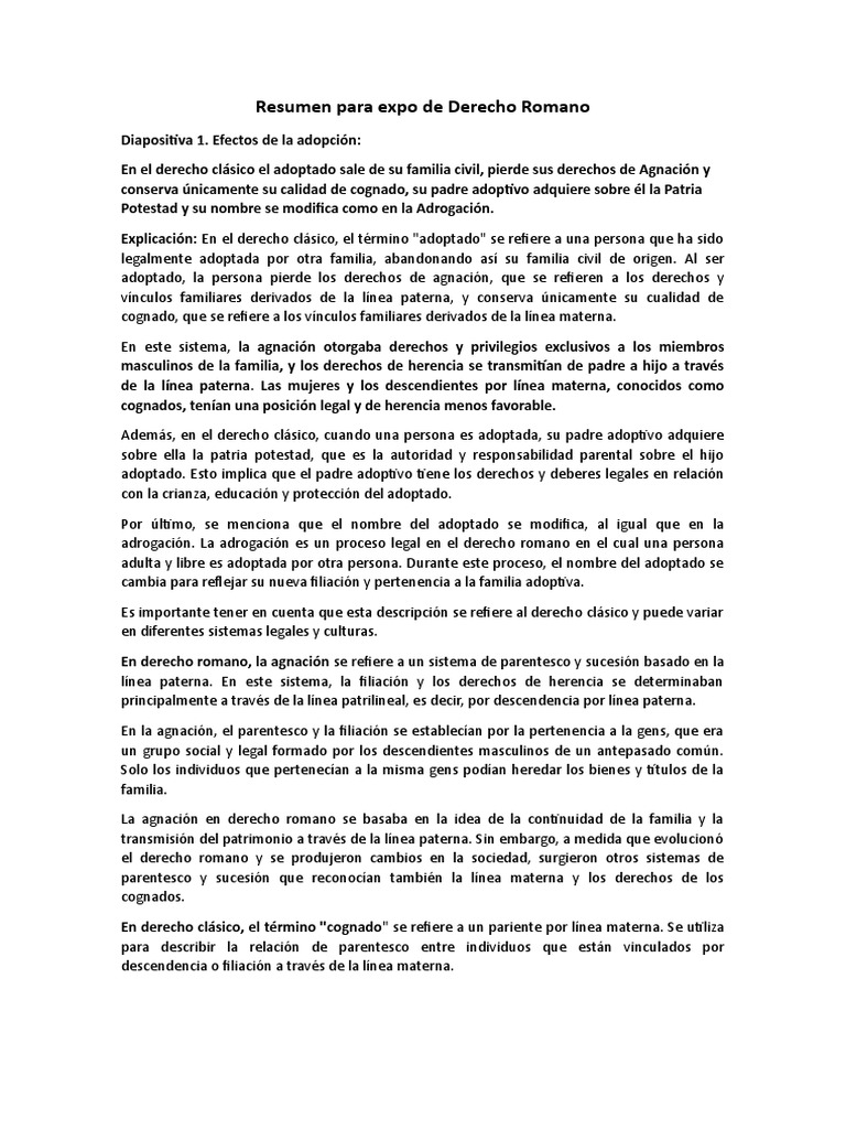 Adopción y Adrogación en Derecho Romano | PDF | Adopción | Familia