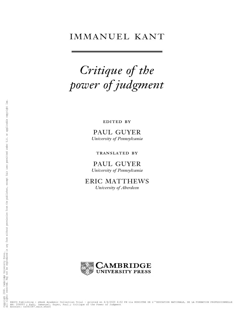 KantCritique of The Power of Judgement PDF Public Sphere Civil