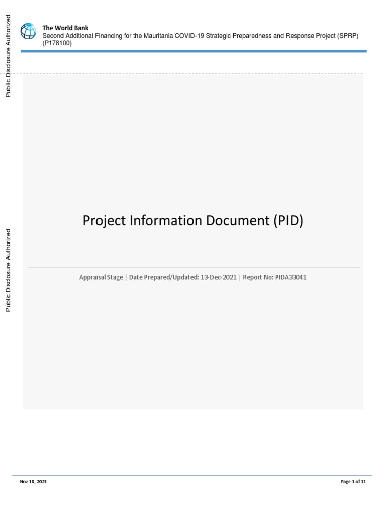 Project Information Document (PID) The World Bank PDF