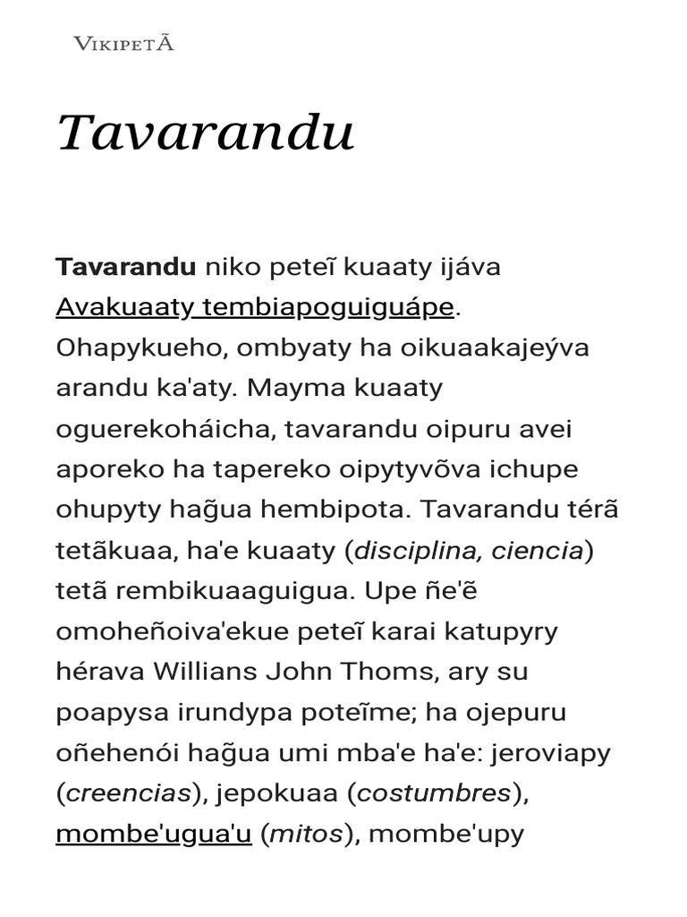 Nuestros Mitos - Guarani Tavarandu