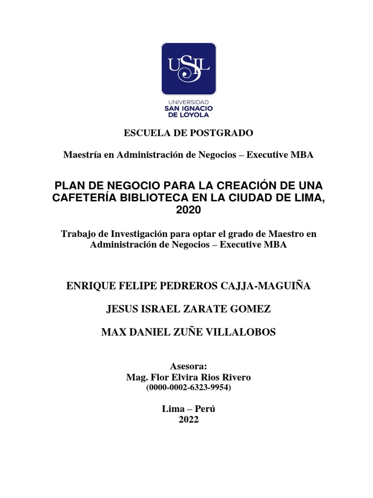Plan de Negocio Cafetería Biblioteca | PDF | café | Marketing
