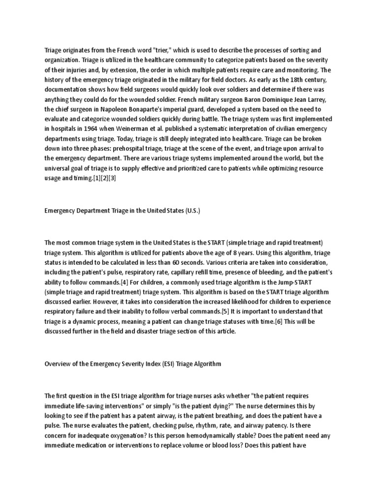 Triage System In Accident And Emergency Pdf Emergency Department