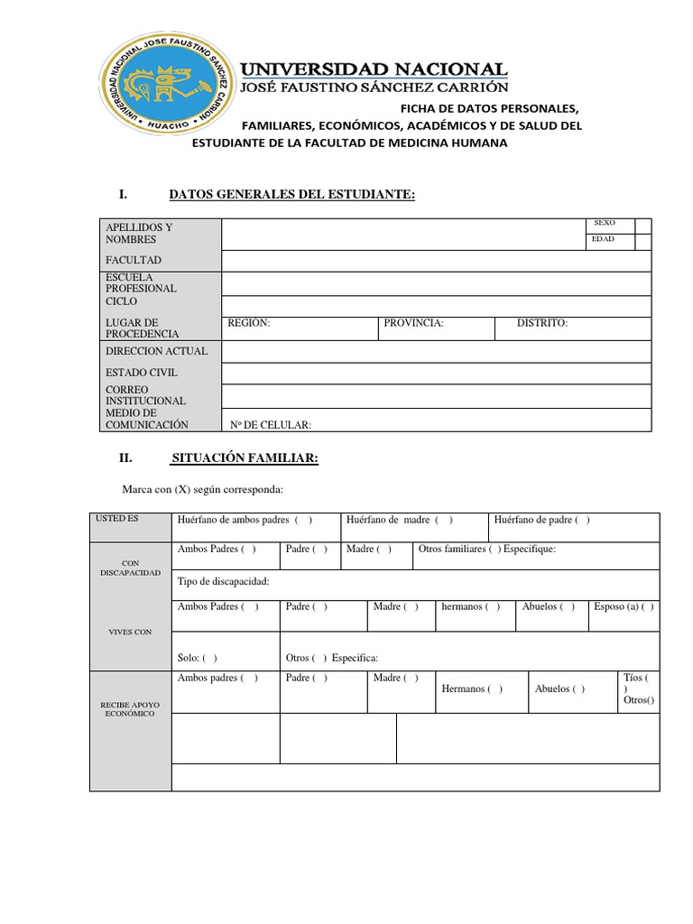 Ficha de Datos Académicos del Estudiante | PDF
