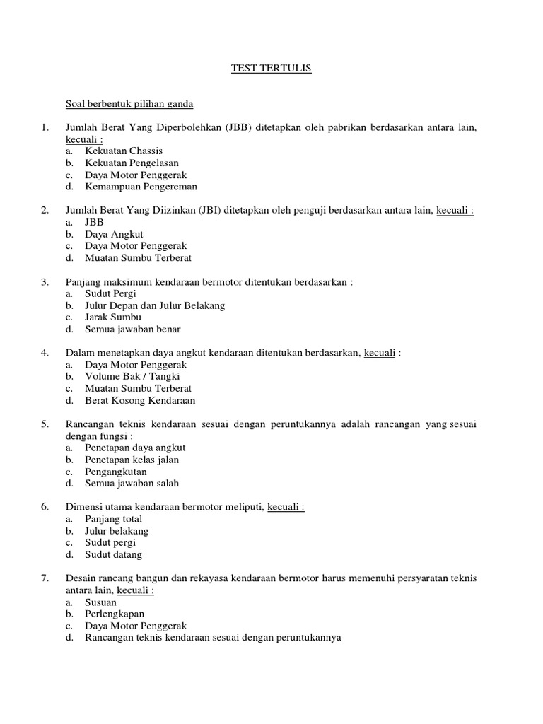 Ujian Pengetahuan JBB dan JBKB | PDF