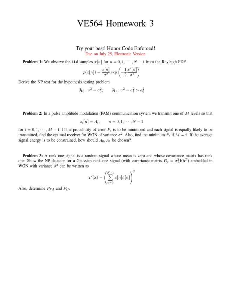 VE564 Homework 3 Try Your Best! Honor Code Enforced! PDF