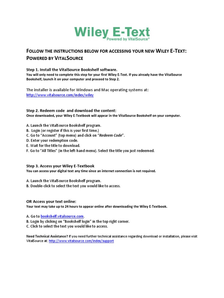 How To Download Your Wiley EText Powered by VitalSource PDF