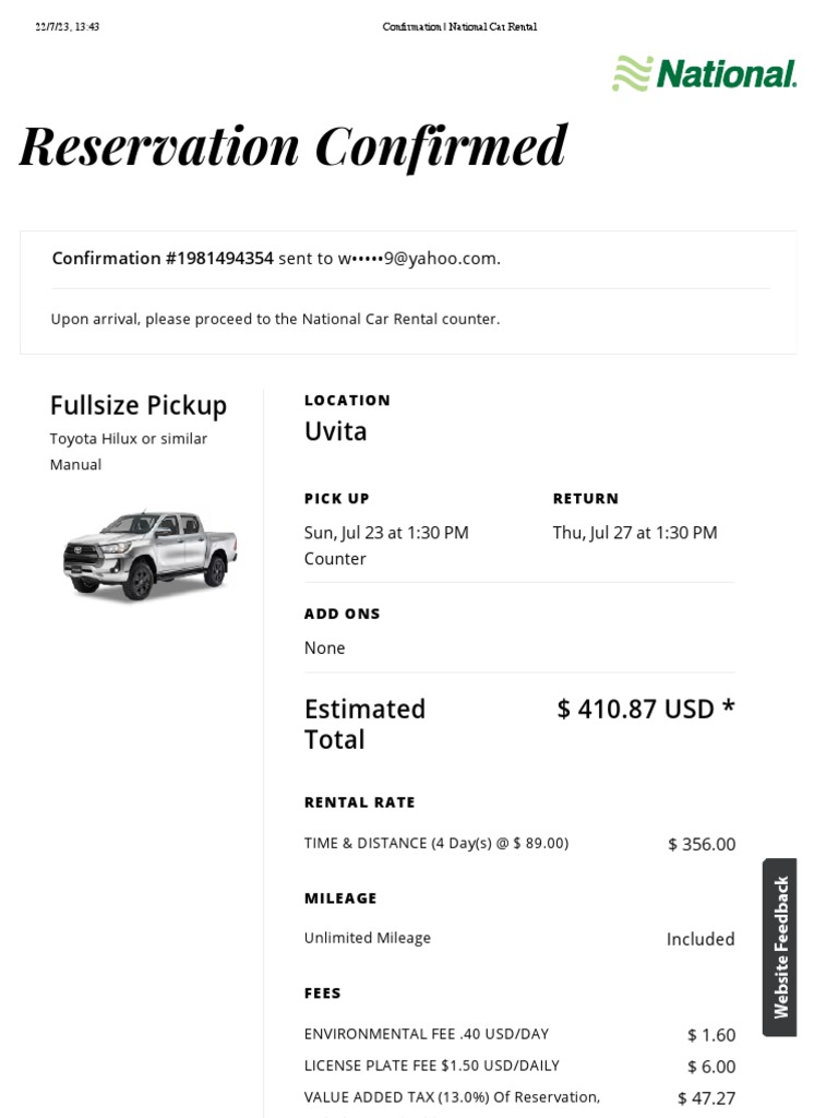 Confirmation National Car Rental PDF