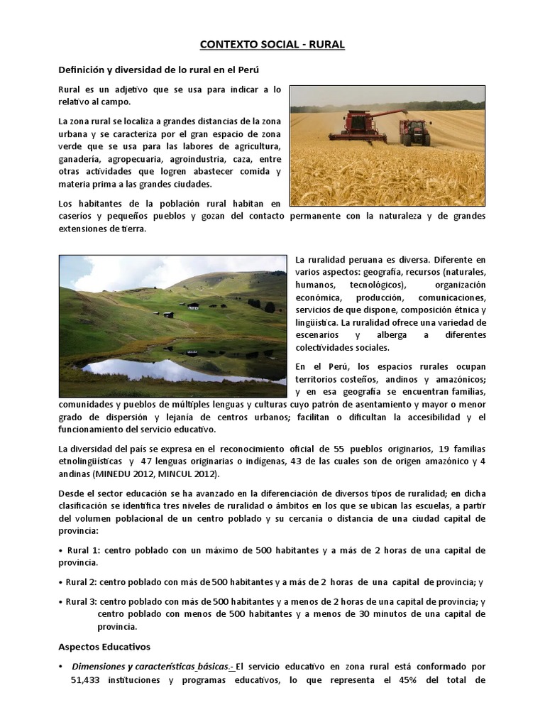 CONTEXTO SOCIAL - Rural | PDF | Área rural | Educación primaria