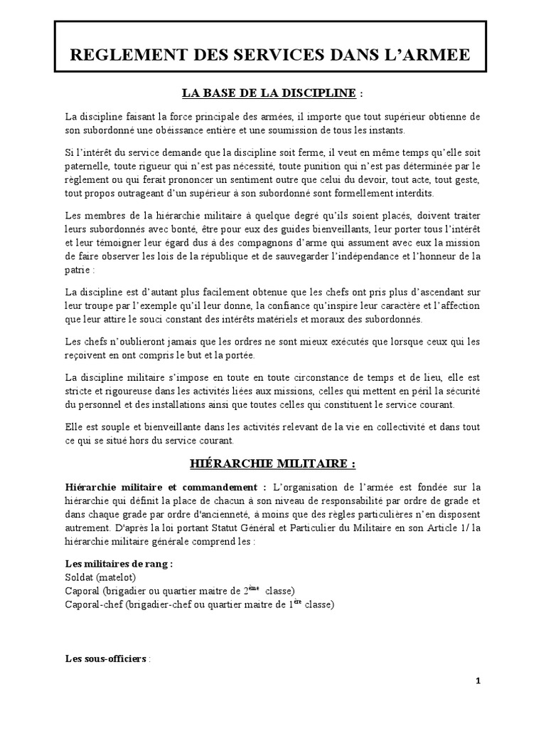 Discipline et Hiérarchie Militaire | PDF | Sergent | Général de brigade