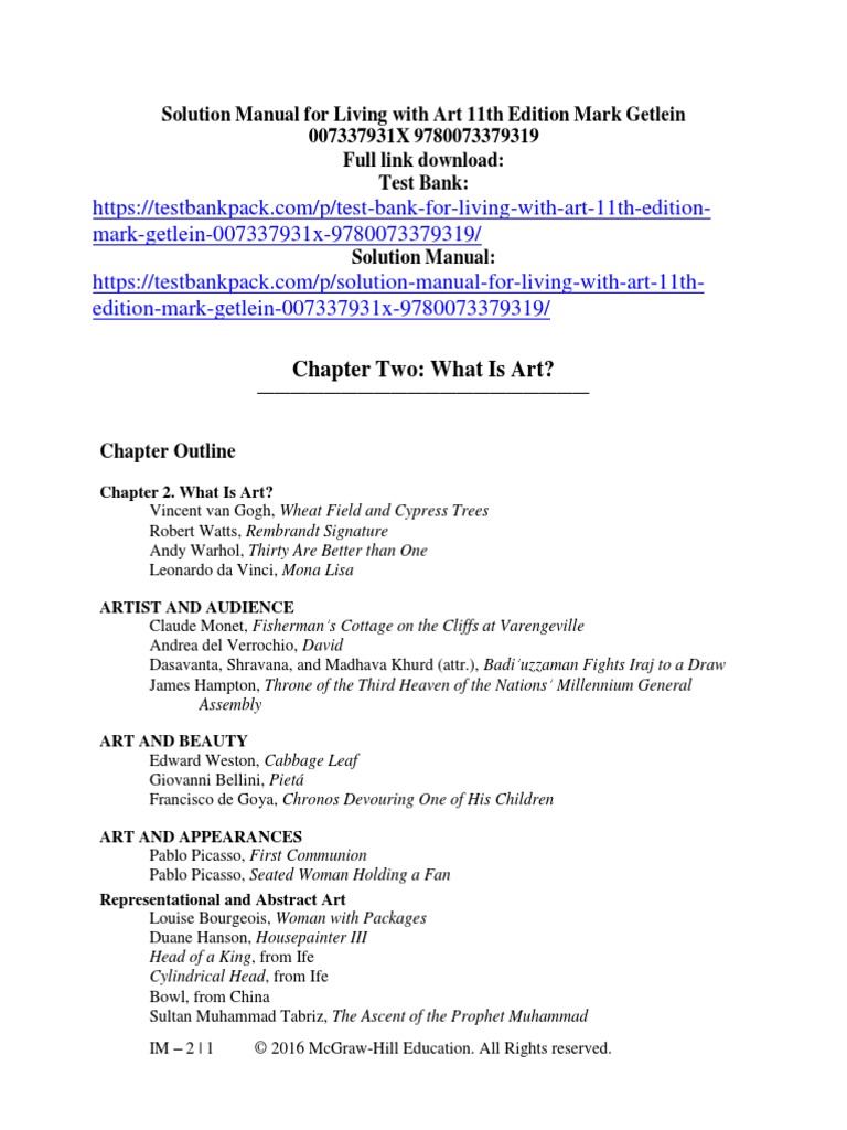 Living With Art 11th Edition Mark Getlein 007337931X Solution Manual
