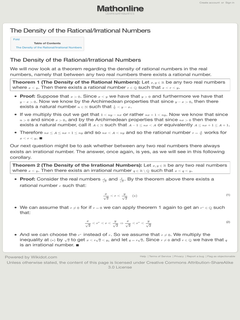 Density of Rational and Irrational Numbers | PDF | Real Number | Arithmetic