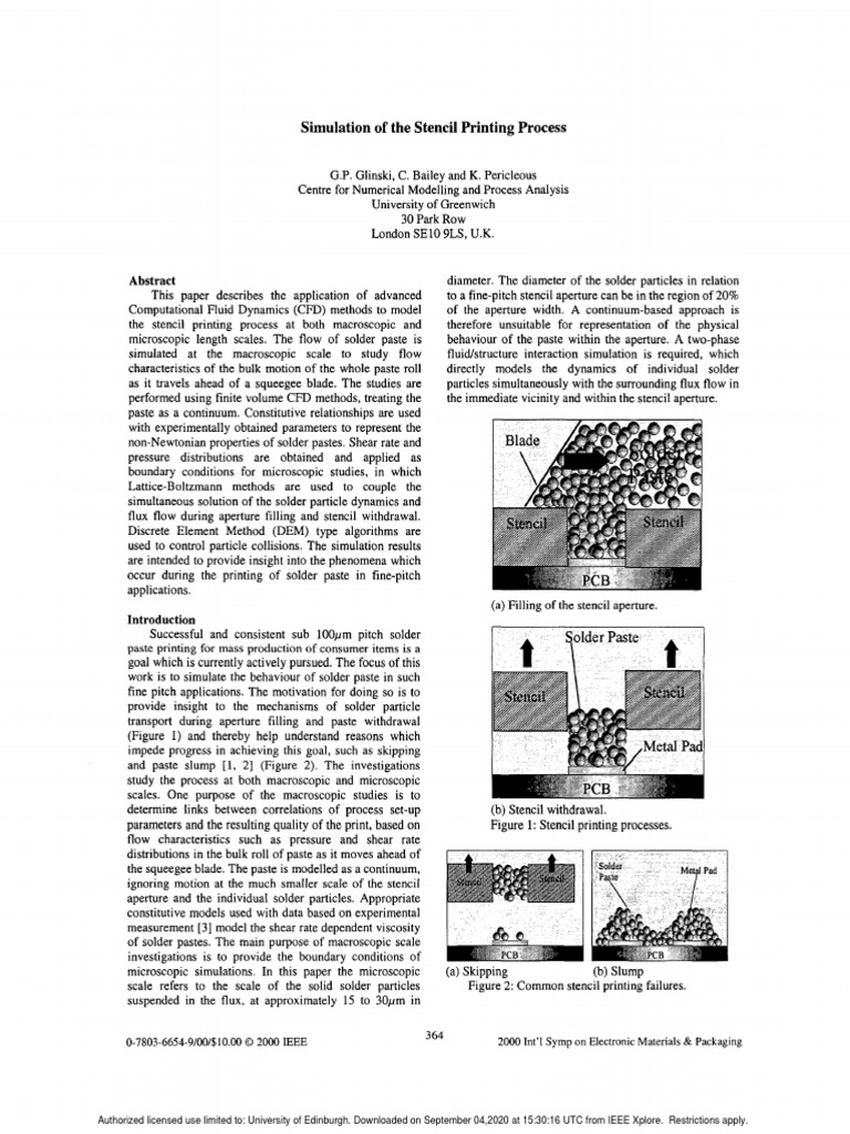 Simulation of The Stencil Printing Process Solder Pastes PDF