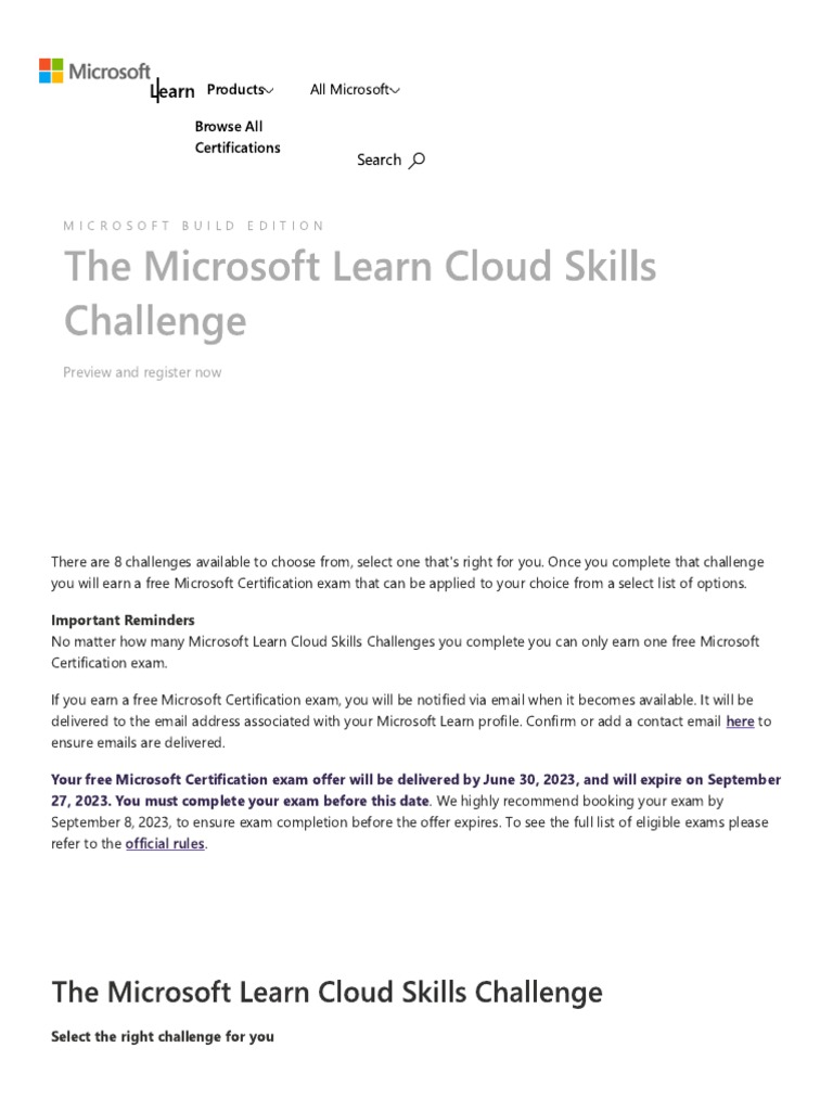 Microsoft Build _ Cloud Skills Challenge PDF
