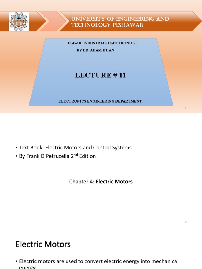 Lecture 11 PDF Electric Motor Electric Generator