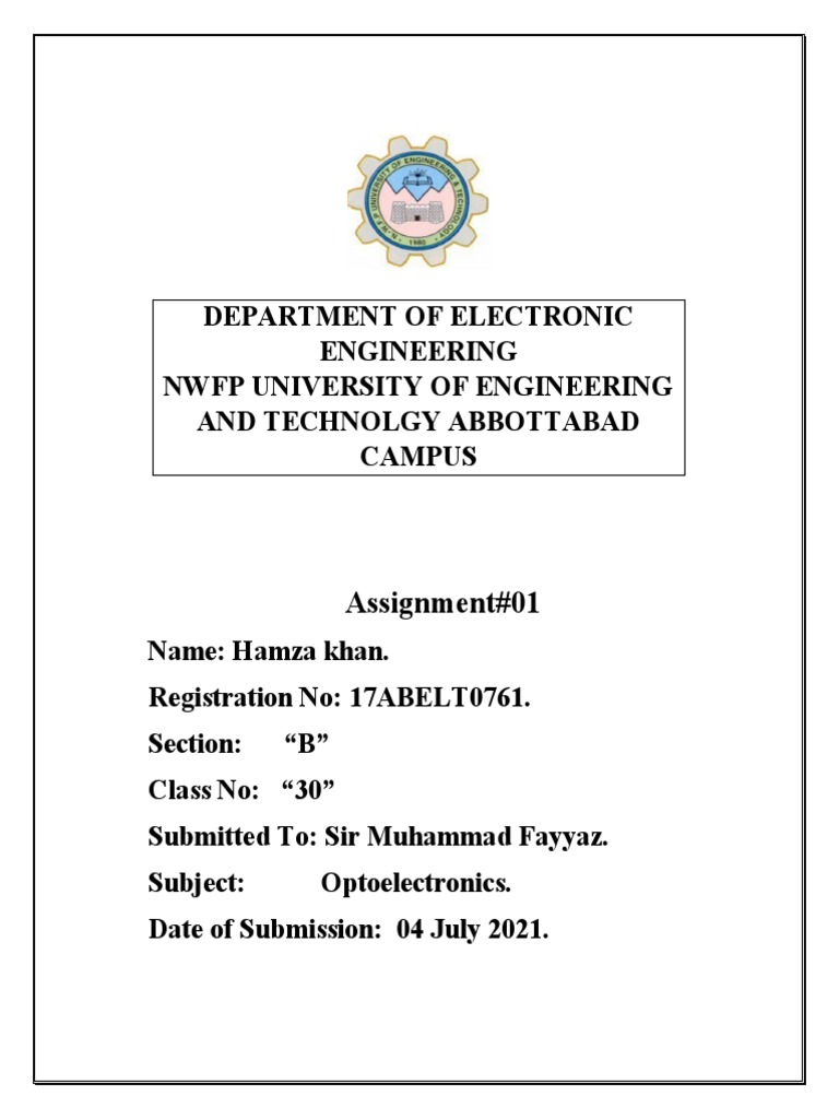 Assignment1 Optoelectronics PDF Optical Fiber Light Emitting Diode