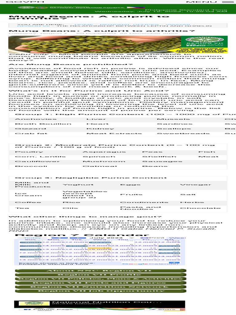 Mung Beans A culprit to arthritis PDF Arthritis Cuisine