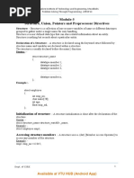 Module-5 Structure, Union, Pointers and Preprocessor Directives