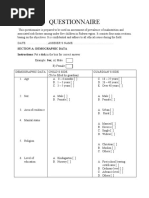 Questionnaire Nutrition Field