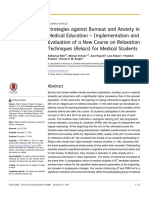 Strategies against Burnout and Anxiety in Medical Education – Implementation and Evaluation of a New Course on Relaxation Techniques (Relacs) for Medical Students