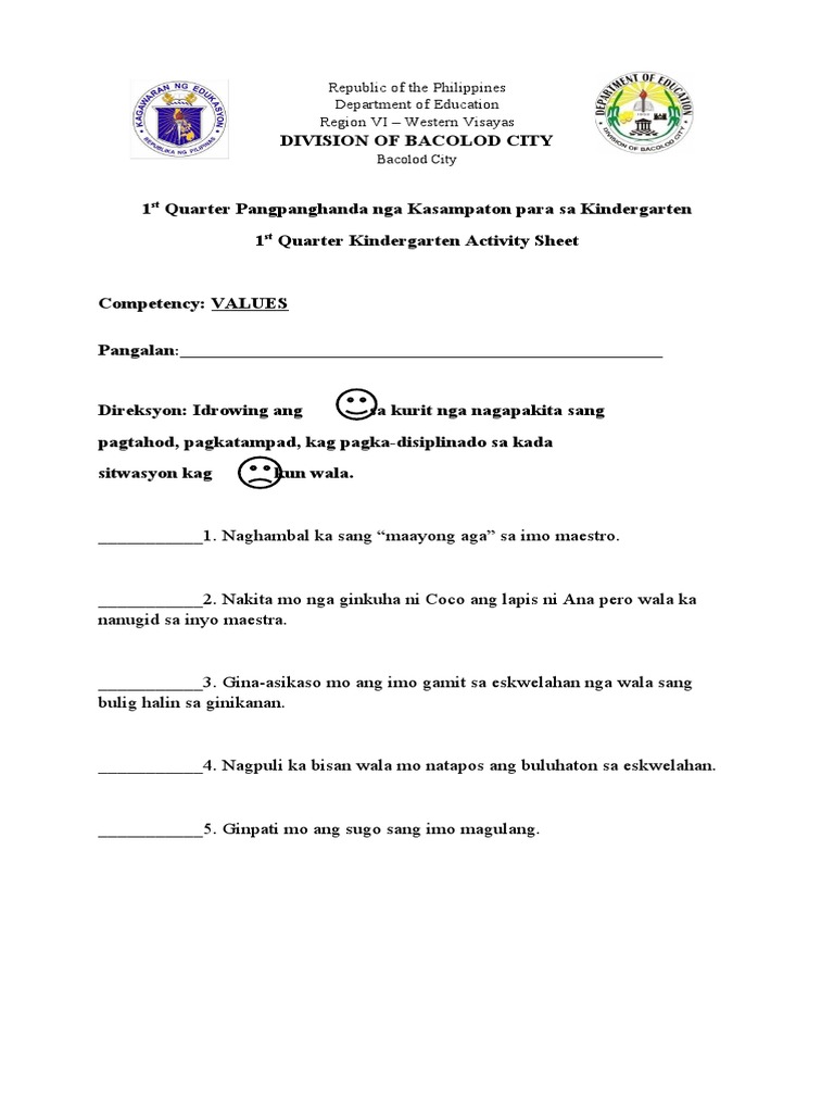 1st Quarter Values Pdf