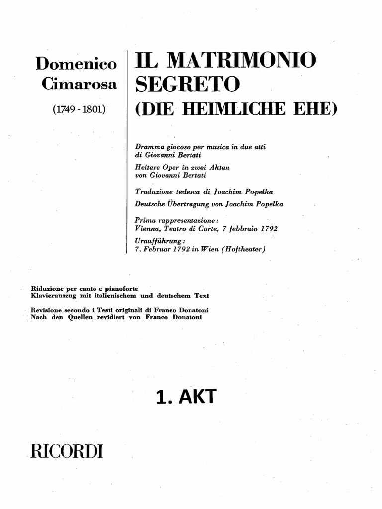 Matrimonio Segreto KA It. ANPASSEN | PDF