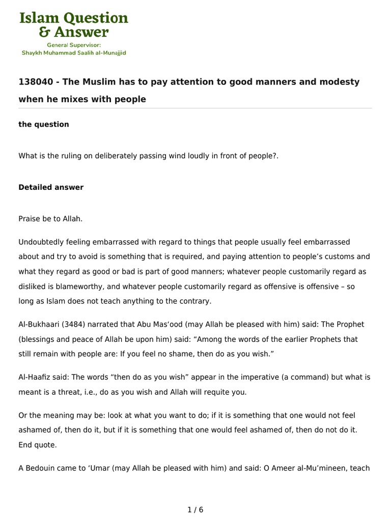 Modesty and Manners in Islam | PDF | God In Islam | Muhammad